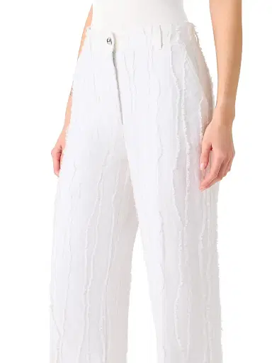Akris punto Women's Chiara Fringed Wave Jacquard Cotton Crop Pants - Cream | Thumbnail 5 Akris punto Women's Chiara Fringed Wave Jacquard Cotton Crop Pants - Cream | Thumbnail 5
