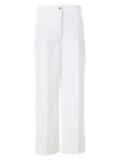 Akris punto Women's Chiara Fringed Wave Jacquard Cotton Crop Pants - Cream | Thumbnail 1 Akris punto Women's Chiara Fringed Wave Jacquard Cotton Crop Pants - Cream | Thumbnail 1