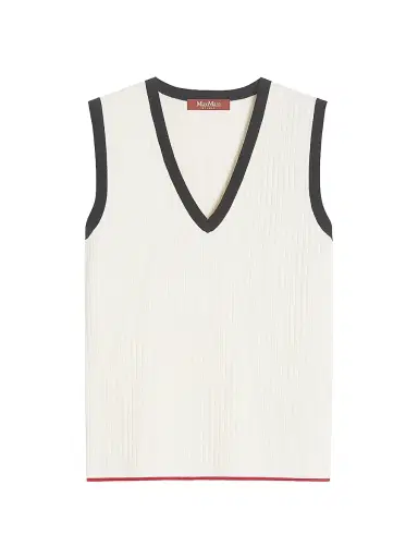 Max Mara Women's Viscose Blend Yarn Tank Top - White Blue - Size XL | Thumbnail 1 Max Mara Women's Viscose Blend Yarn Tank Top - White Blue - Size XL | Thumbnail 1