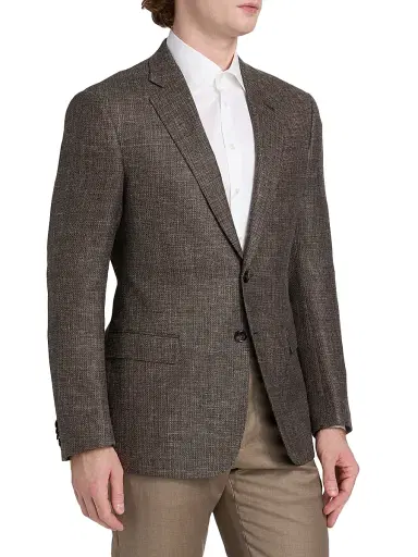Giorgio Armani Men's Wool-Silk-Linen Sport Coat - Tan - Size 44 | Thumbnail 4 Giorgio Armani Men's Wool-Silk-Linen Sport Coat - Tan - Size 44 | Thumbnail 4