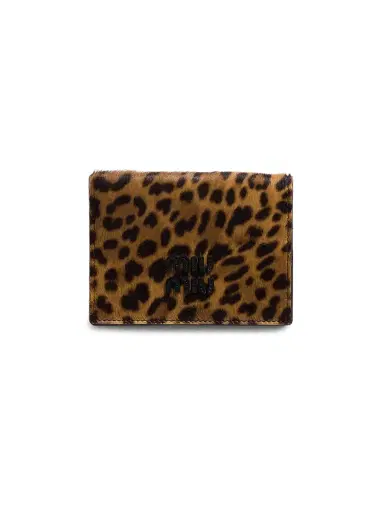Miu Miu Women's Calf Hair Leather Envelope Card Holder - Beige Khaki | Thumbnail 1 Miu Miu Women's Calf Hair Leather Envelope Card Holder - Beige Khaki | Thumbnail 1