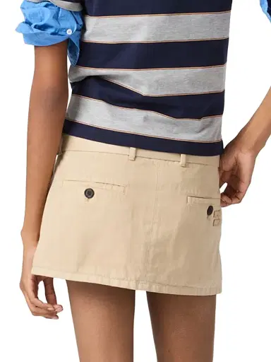 Miu Miu Women's Old Gabardine Mini Skirt - Beige Khaki | Thumbnail 3 Miu Miu Women's Old Gabardine Mini Skirt - Beige Khaki | Thumbnail 3