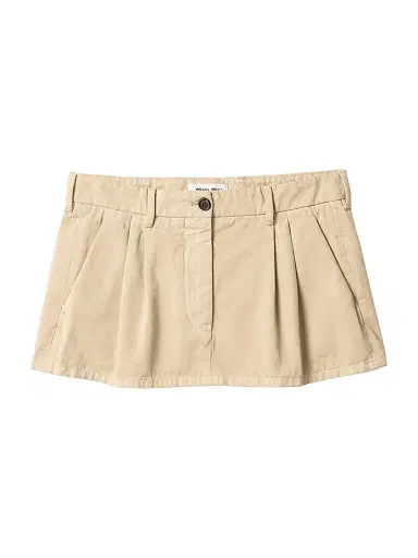 Miu Miu Women's Old Gabardine Mini Skirt - Beige Khaki | Thumbnail 1 Miu Miu Women's Old Gabardine Mini Skirt - Beige Khaki | Thumbnail 1