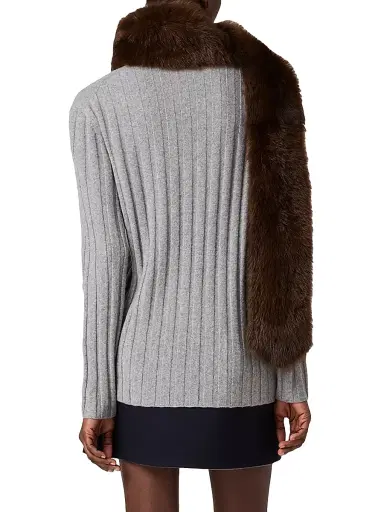Miu Miu Women's Wool and Cashmere V-Neck Sweater - Grey | Thumbnail 4 Miu Miu Women's Wool and Cashmere V-Neck Sweater - Grey | Thumbnail 4