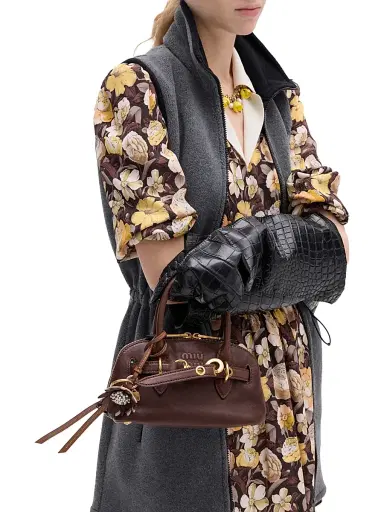 Miu Miu Women's Aventure Mini Nappa Leather Top Handle Bag - Dark Brown | Thumbnail 2 Miu Miu Women's Aventure Mini Nappa Leather Top Handle Bag - Dark Brown | Thumbnail 2