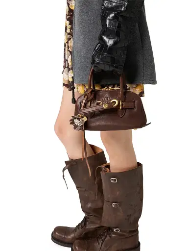 Miu Miu Women's Aventure Mini Nappa Leather Top Handle Bag - Dark Brown | Thumbnail 4 Miu Miu Women's Aventure Mini Nappa Leather Top Handle Bag - Dark Brown | Thumbnail 4