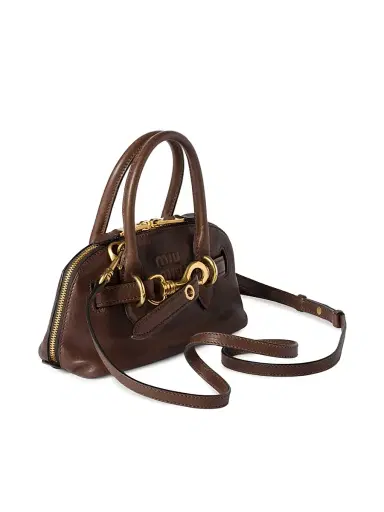 Miu Miu Women's Aventure Mini Nappa Leather Top Handle Bag - Dark Brown | Thumbnail 5 Miu Miu Women's Aventure Mini Nappa Leather Top Handle Bag - Dark Brown | Thumbnail 5