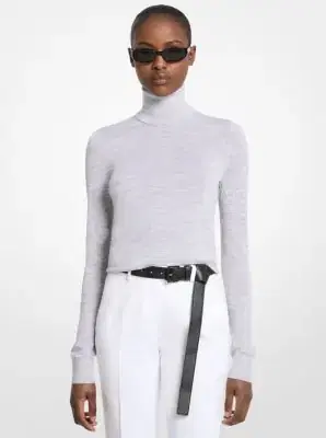 Michael Kors Collection Marisa Wool Turtleneck Sweater in Grey | Thumbnail 5 Michael Kors Collection Marisa Wool Turtleneck Sweater in Grey | Thumbnail 5