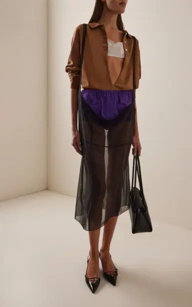 Prada Sheer Georgette Midi Skirt | Thumbnail 3 Prada Sheer Georgette Midi Skirt | Thumbnail 3