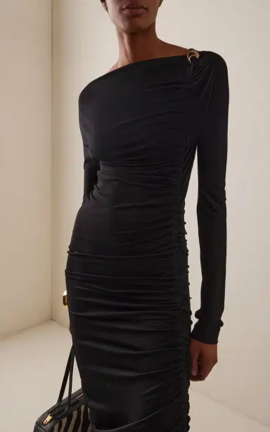 Ferragamo Ruched Jersey-Crepe Maxi Dress | Thumbnail 3 Ferragamo Ruched Jersey-Crepe Maxi Dress | Thumbnail 3