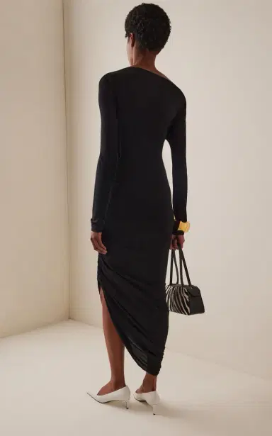 Ferragamo Ruched Jersey-Crepe Maxi Dress | Thumbnail 4 Ferragamo Ruched Jersey-Crepe Maxi Dress | Thumbnail 4