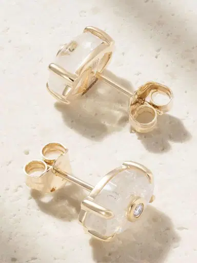 Sydney Evan 14-karat Gold, Moonstone And Diamond Earrings | Thumbnail 3 Sydney Evan 14-karat Gold, Moonstone And Diamond Earrings | Thumbnail 3