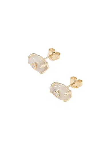 Sydney Evan 14-karat Gold, Moonstone And Diamond Earrings | Thumbnail 1 Sydney Evan 14-karat Gold, Moonstone And Diamond Earrings | Thumbnail 1
