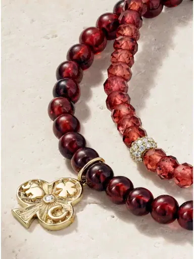 Sydney Evan Set Of Two 14-karat Gold, Garnet And Diamond Bracelets | Thumbnail 4 Sydney Evan Set Of Two 14-karat Gold, Garnet And Diamond Bracelets | Thumbnail 4