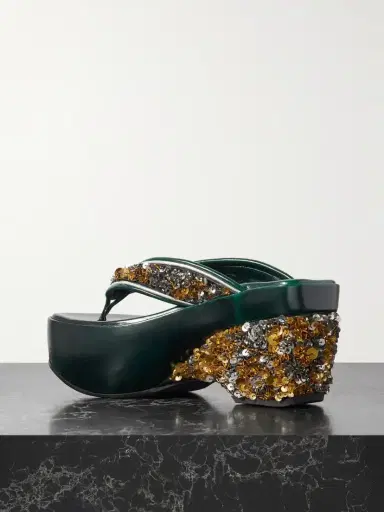 Dries Van Noten Embellished Satin-crepe Platform Sandals | Thumbnail 3 Dries Van Noten Embellished Satin-crepe Platform Sandals | Thumbnail 3