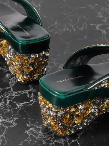 Dries Van Noten Embellished Satin-crepe Platform Sandals | Thumbnail 4 Dries Van Noten Embellished Satin-crepe Platform Sandals | Thumbnail 4