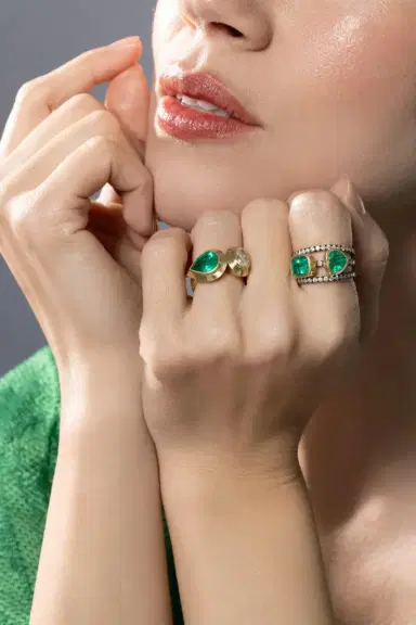 Sylva & Cie Diamond Emerald Oval Pear Ring | Thumbnail 4 Sylva & Cie Diamond Emerald Oval Pear Ring | Thumbnail 4