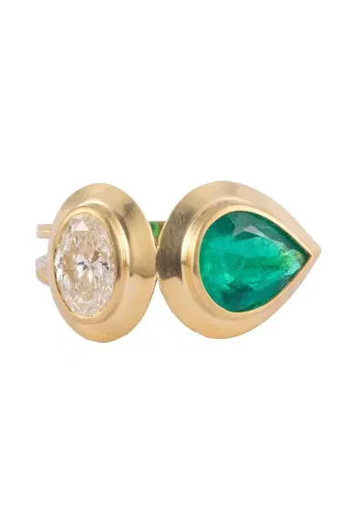 Sylva & Cie Diamond Emerald Oval Pear Ring | Thumbnail 1 Sylva & Cie Diamond Emerald Oval Pear Ring | Thumbnail 1