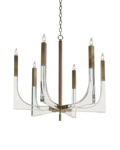 John-Richard Collection 41H X 38W X 38D Acrylic And Brass Six Light Chandelier | Thumbnail 1 John-Richard Collection 41H X 38W X 38D Acrylic And Brass Six Light Chandelier | Thumbnail 1