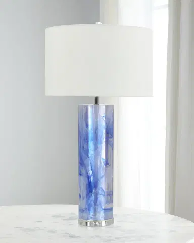 John-Richard Collection Cylinder Blue & Clear Resin Table Lamp | Thumbnail 2 John-Richard Collection Cylinder Blue & Clear Resin Table Lamp | Thumbnail 2