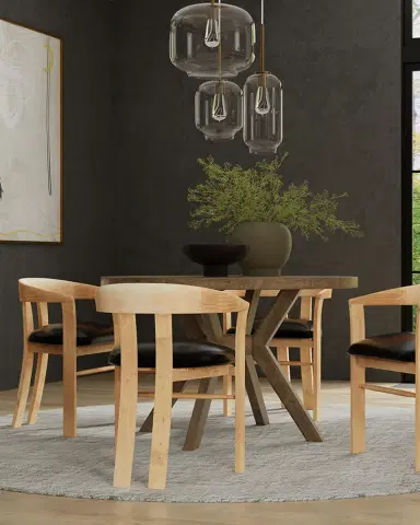 Sarreid Rift Leather Dining Arm Chair | Thumbnail 6 Sarreid Rift Leather Dining Arm Chair | Thumbnail 6