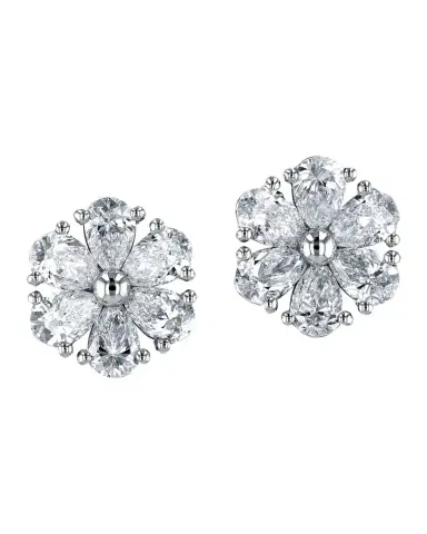 Neiman Marcus Diamonds 18K Gold Pear-Shaped Diamond Flower Stud Earrings, 2.4tcw, 0.45"L / 0.45"W | Thumbnail 1 Neiman Marcus Diamonds 18K Gold Pear-Shaped Diamond Flower Stud Earrings, 2.4tcw, 0.45"L / 0.45"W | Thumbnail 1