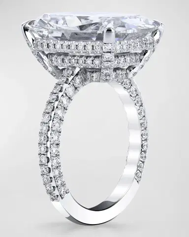 Neiman Marcus Diamonds Platinum White Cushion Diamond Ring with 3 Sided Micro Pave Shank and Basket, Size 6.5, 23.72tcw | Thumbnail 2 Neiman Marcus Diamonds Platinum White Cushion Diamond Ring with 3 Sided Micro Pave Shank and Basket, Size 6.5, 23.72tcw | Thumbnail 2