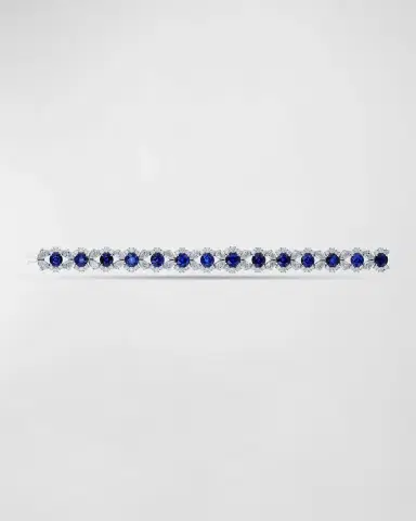Neiman Marcus Diamonds Platinum Mixed Diamond Bracelet with Round Blue Sapphires, 7" | Thumbnail 2 Neiman Marcus Diamonds Platinum Mixed Diamond Bracelet with Round Blue Sapphires, 7" | Thumbnail 2