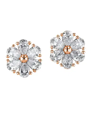 Neiman Marcus Diamonds 18K Gold Pear-Shaped Diamond Flower Stud Earrings, 6tcw, 0.59"L / 0.59"W | Thumbnail 1 Neiman Marcus Diamonds 18K Gold Pear-Shaped Diamond Flower Stud Earrings, 6tcw, 0.59"L / 0.59"W | Thumbnail 1