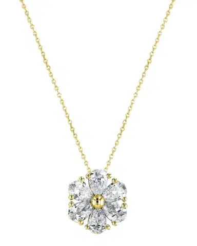 Neiman Marcus Diamonds 18K Gold Pear-Shaped Diamond Floral Pendant 16" Necklace, 3.00tcw | Thumbnail 1 Neiman Marcus Diamonds 18K Gold Pear-Shaped Diamond Floral Pendant 16" Necklace, 3.00tcw | Thumbnail 1