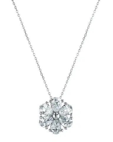 Neiman Marcus Diamonds 18K Gold Pear-Shaped Diamond Floral Pendant 16" Necklace | Thumbnail 1 Neiman Marcus Diamonds 18K Gold Pear-Shaped Diamond Floral Pendant 16" Necklace | Thumbnail 1