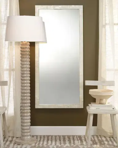 Jamie Young Monroe Mother-of-Pearl Rectangle Floor Mirror, 60" | Thumbnail 3 Jamie Young Monroe Mother-of-Pearl Rectangle Floor Mirror, 60" | Thumbnail 3