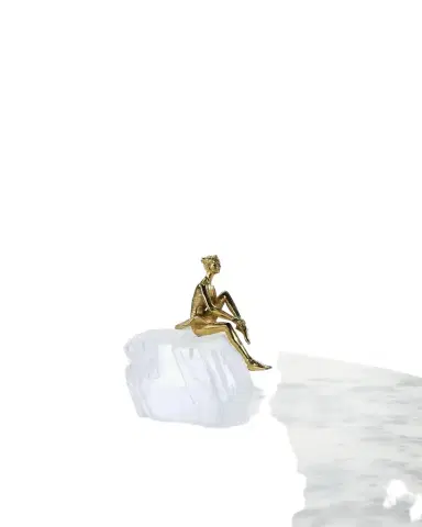 John-Richard Collection Resting Brass Dancer on Selenite Sculpture | Thumbnail 1 John-Richard Collection Resting Brass Dancer on Selenite Sculpture | Thumbnail 1