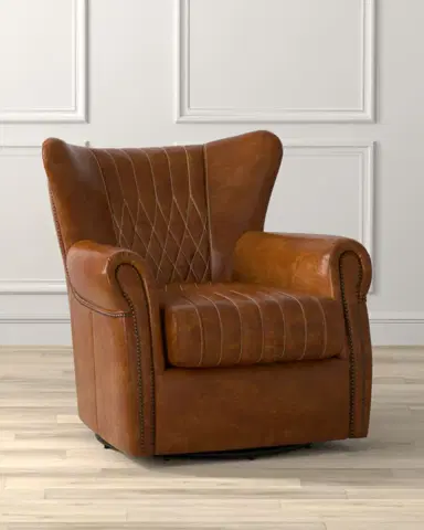 Sarreid Bugatti Leather Swivel Chair | Thumbnail 1 Sarreid Bugatti Leather Swivel Chair | Thumbnail 1