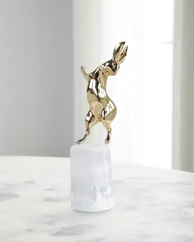 John-Richard Collection Dancing Bunny Sculpture on Selenite | Thumbnail 1 John-Richard Collection Dancing Bunny Sculpture on Selenite | Thumbnail 1
