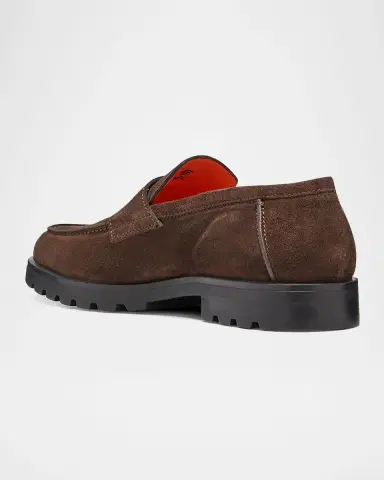 Santoni Men's Rock Suede Lug Sole Penny Loafers | Thumbnail 4 Santoni Men's Rock Suede Lug Sole Penny Loafers | Thumbnail 4
