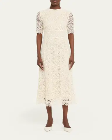 Kiton Guipure Lace Short-Sleeve Midi Dress | Thumbnail 2 Kiton Guipure Lace Short-Sleeve Midi Dress | Thumbnail 2