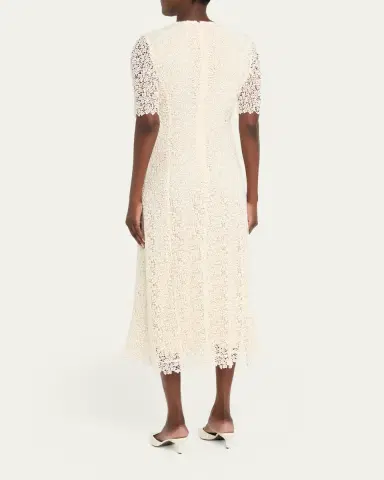 Kiton Guipure Lace Short-Sleeve Midi Dress | Thumbnail 3 Kiton Guipure Lace Short-Sleeve Midi Dress | Thumbnail 3