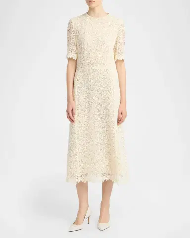 Kiton Guipure Lace Short-Sleeve Midi Dress | Thumbnail 8 Kiton Guipure Lace Short-Sleeve Midi Dress | Thumbnail 8