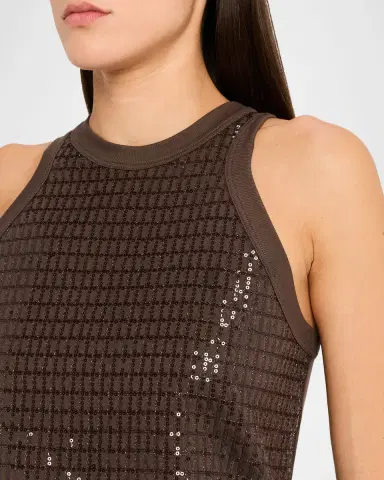 Brunello Cucinelli Sequined Jersey Stretch Tank Top | Thumbnail 5 Brunello Cucinelli Sequined Jersey Stretch Tank Top | Thumbnail 5