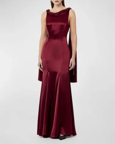 n/nicholas Nicolette Pleated Draped Satin Gown | Thumbnail 2 n/nicholas Nicolette Pleated Draped Satin Gown | Thumbnail 2