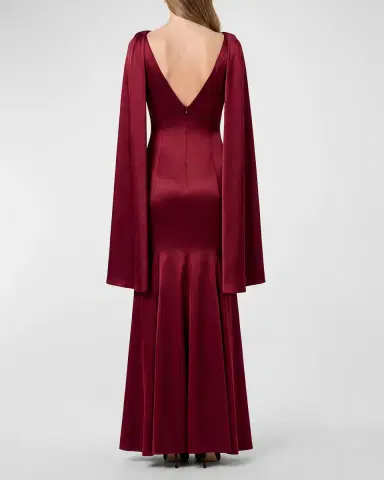 n/nicholas Nicolette Pleated Draped Satin Gown | Thumbnail 3 n/nicholas Nicolette Pleated Draped Satin Gown | Thumbnail 3