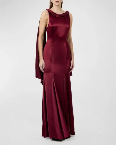 n/nicholas Nicolette Pleated Draped Satin Gown | Thumbnail 4 n/nicholas Nicolette Pleated Draped Satin Gown | Thumbnail 4