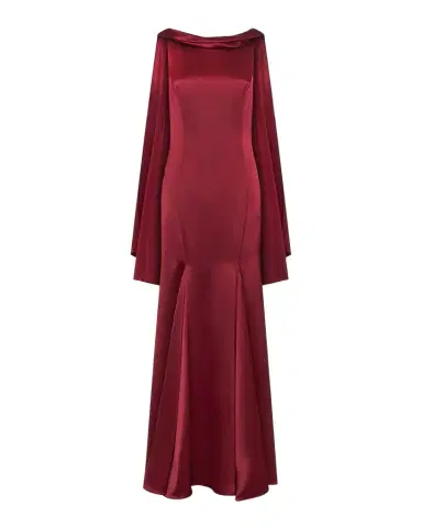 n/nicholas Nicolette Pleated Draped Satin Gown | Thumbnail 1 n/nicholas Nicolette Pleated Draped Satin Gown | Thumbnail 1