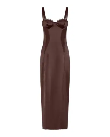 NICHOLAS Dominique Lace-Trim Satin Midi Dress | Thumbnail 1 NICHOLAS Dominique Lace-Trim Satin Midi Dress | Thumbnail 1