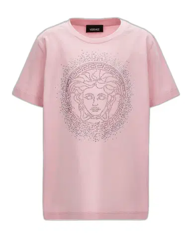 Versace Girl's Rhinestone Medusa Short-Sleeve Cotton T-Shirt | Thumbnail 1 Versace Girl's Rhinestone Medusa Short-Sleeve Cotton T-Shirt | Thumbnail 1