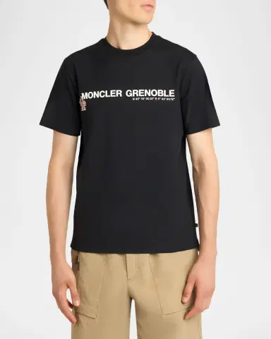 Moncler Men's Cotton Logo Coordinates T-Shirt | Thumbnail 4 Moncler Men's Cotton Logo Coordinates T-Shirt | Thumbnail 4