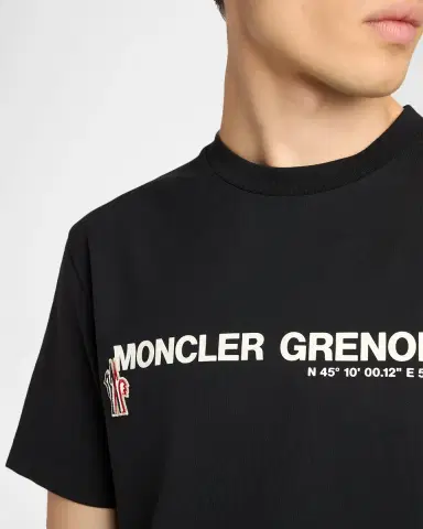 Moncler Men's Cotton Logo Coordinates T-Shirt | Thumbnail 5 Moncler Men's Cotton Logo Coordinates T-Shirt | Thumbnail 5