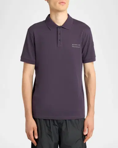 Moncler Men's Split Logo Cotton Polo Shirt | Thumbnail 4 Moncler Men's Split Logo Cotton Polo Shirt | Thumbnail 4
