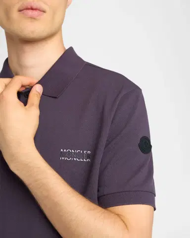 Moncler Men's Split Logo Cotton Polo Shirt | Thumbnail 5 Moncler Men's Split Logo Cotton Polo Shirt | Thumbnail 5
